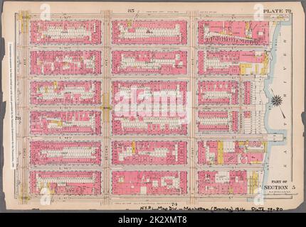 Kartografisch, Karten. 1916. Lionel Pincus und Prinzessin Firyal Map Division. Atlanten, Manhattan (New York, N.Y.), Immobilien , New York (Bundesstaat) , New York Platte 79: Begrenzt durch E. 53. Street, First Avenue (East River), E. 47. Street und Third Avenue Teil von Abschnitt 5 Stockfoto