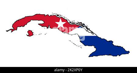 Kuba Isolierte Silhouette Über Der Nationalflagge Stockfoto