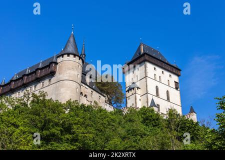 Königliche gotische Burg von Karlstejn in der Tschechischen Republik Stockfoto