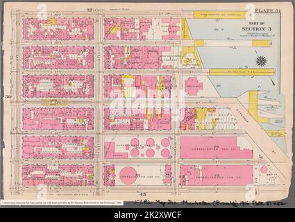 Kartografisch, Karten. 1916. Lionel Pincus und Prinzessin Firyal Map Division. Atlanten, Manhattan (New York, N.Y.), Immobilien , New York (Bundesstaat) , New York Platte 51: Begrenzt durch E. 26. Street, East River (Piers 74-70), Exterior Street, E. 20. Street und Second Avenue Teil von Abschnitt 3 Stockfoto