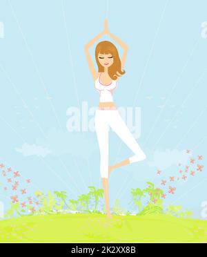 Frau in einem traditionellen Yoga-Pose-Vektor-illustration Stockfoto