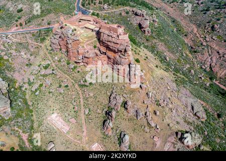 Peracense Burg, X-XI Jh., in der Provinz Teruel, Aragonien, Spanien Stockfoto