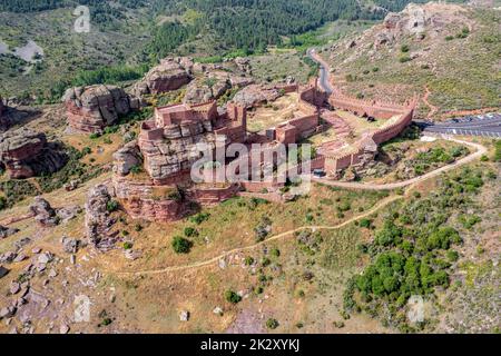 Peracense Burg, X-XI Jh., in der Provinz Teruel, Aragonien, Spanien Stockfoto