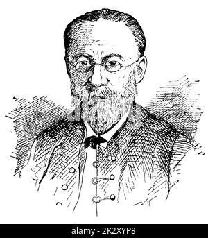 Porträt von Bedrich Smetana - tschechischer Komponist, Pianist und Dirigent, Gründer der tschechischen Nationalschule des Komponisten. Illustration des 19. Jahrhunderts. Weißer Hintergrund. Stockfoto