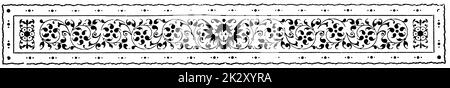 Abstraktes florales Ornament, Kapiteltrenner in einem Buch. Illustration des 19. Jahrhunderts. Weißer Hintergrund. Stockfoto