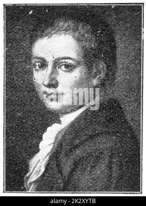 Porträt von Heinrich von Kleist - ein deutscher Dichter, Dramatiker, Schriftsteller, Kurzgeschichtenschreiber und Journalist. Illustration des 19. Jahrhunderts. Weißer Hintergrund. Stockfoto