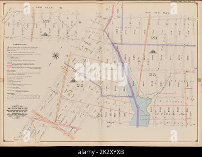 Kartografisch, Karten. 1899. Lionel Pincus und Prinzessin Firyal Map Division. Brooklyn (New York, N.Y.), Immobilien , New York (Bundesstaat) , New York Doppelseitenteller Nr. 18: Begrenzt durch Avenue Q, E. 36. St., Avenue T, Ford St., Avenue U, Haring St., Avenue V und E. 29. St.; Unterplan begrenzt durch Avenue P, E. 36. St., Avenue Q, Burnett St. und Nostrand Ave Teil der Bezirke 31 & 32, Landkartenabschnitte, Nr. 20, 22, 23 & 25, Band 3, Brooklyn Borough, New York City Stockfoto