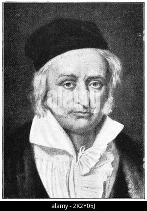 Porträt des deutschen Mathematikers und Physikers Johann Carl Friedrich Gauss. Illustration des 19. Jahrhunderts. Deutschland. Weißer Hintergrund. Stockfoto