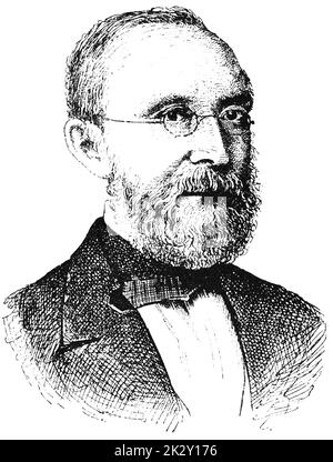 Porträt von Rudolf Ludwig Carl Virchow - deutscher Arzt, Anthropologe, Pathologe, Prähistoriker, Biologe, Schriftsteller, Redakteur und Politiker. Illustration des 19. Jahrhunderts. Deutschland. Weißer Hintergrund. Stockfoto