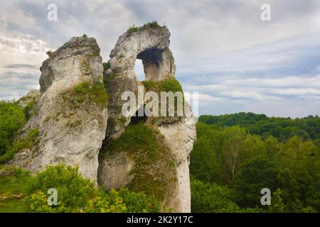 Das große Fenster beim Felsklettern in Polen Stockfoto