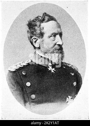 Porträt von Karl Konstantin Albrecht Leonhard (Leonhardt) Graf von Blumenthal - ein preußischer Feldmarschall. Illustration des 19. Jahrhunderts. Deutschland. Weißer Hintergrund. Stockfoto