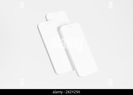 Phone 14 Pro Max Clay 3D Rendering White Blank Mockup Stockfoto