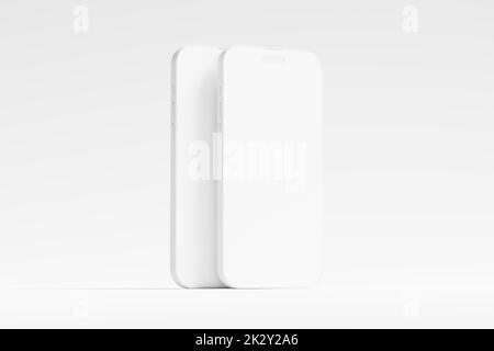 Phone 14 Pro Max Clay 3D Rendering White Blank Mockup Stockfoto