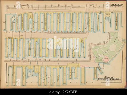 Kartografisch, Karten. 1927. Lionel Pincus und Prinzessin Firyal Map Division. Immobilien , New York (Bundesstaat) , New York, Manhattan (New York, N.Y.) Platte 39: Plan der Hudson River Werfer Stockfoto