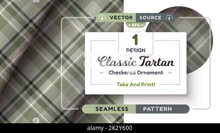 Military Tartan Nahtloses Muster, militärische Textur, karierte schottische Qualität Stock Vektor