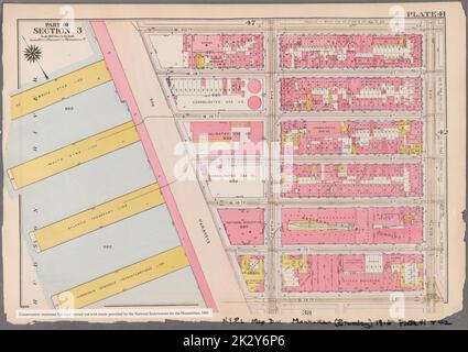 Kartografisch, Karten. 1916. Lionel Pincus und Prinzessin Firyal Map Division. Atlanten, Manhattan (New York, N.Y.), Immobilien , New York (Staat) , New York Platte 41: Begrenzt durch W. 20. Street, Ninth Avenue, W. 14. Street und (Piers 57-60) Elventh Ave Teil von Abschnitt 3 Stockfoto