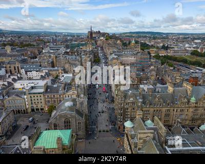 Luftaufnahme der Royal Mile in Edinburgh, Schottland, Großbritannien Stockfoto