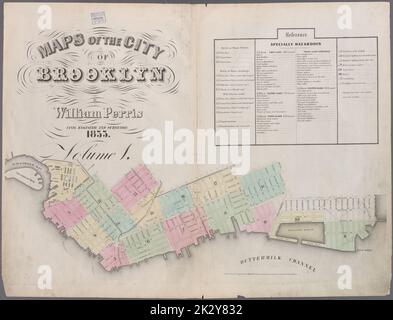 Kartografisch, Karten. 1855. Lionel Pincus und Prinzessin Firyal Map Division. Brooklyn (New York, N.Y.), Versicherung, Feuer, Karten Band 1 Indexkarte Stockfoto