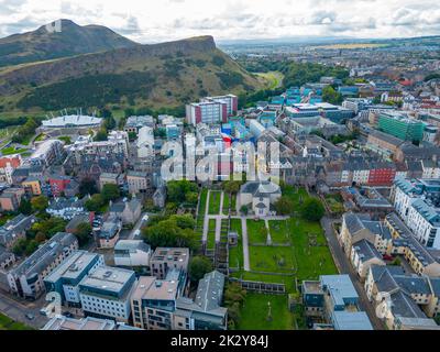 Luftaufnahme von Canongate Edinburgh, Schottland, Großbritannien Stockfoto