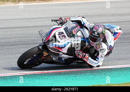 Montmelo, Barcelona, Spanien. 23. September 2022. Scott Redding vom GBR des BMW Motorrad WorldSBK Teams mit BMW M1000RR während des WorldSBK Freies Training der SBK Motul FIM Superbike Weltmeisterschaft: Catalunya Runde auf dem Circuit de Barcelona-Catalunya in Montmelo, Spanien. (Bild: © David Ramirez/DAX via ZUMA Press Wire) Bild: ZUMA Press, Inc./Alamy Live News Stockfoto