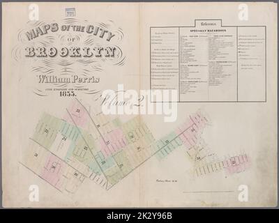 Kartografisch, Karten. 1855. Lionel Pincus und Prinzessin Firyal Map Division. Brooklyn (New York, N.Y.), Versicherung, Feuer, Karten Band 2 Indexkarte Stockfoto