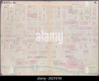 Kartografisch, Karten. 1855. Lionel Pincus und Prinzessin Firyal Map Division. Brooklyn (New York, N.Y.), Versicherung, Feuer, Karten Platte 6: Karte begrenzt durch Poplar Street, Henry Street Stockfoto