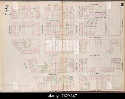 Kartografisch, Karten. 1853. Lionel Pincus und Prinzessin Firyal Map Division. Manhattan (New York, N.Y.), Immobilien , New York (Bundesstaat) , New York, Feuerversicherung Platte 52: Karte begrenzt durch East 17. Street, Second Avenue, East 12. Street, Bowery, Fourth Avenue Stockfoto