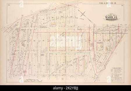 Kartografisch, Karten. 1880. Lionel Pincus und Prinzessin Firyal Map Division. Brooklyn (New York, N.Y.), Immobilien , New York (Bundesstaat) , New York Vol. 6. Plate, R. Karte an Broadway, Middleton St., Harrison Ave., Flushing Ave., Lee Ave., Keap St.; Einschließlich Marcy Ave., Hooper St., Hewes St., Penn St., Rutledge St., Hayward St., Lynch St., Gwinnett St., Walton St., Wallabout St., Gerry St. Stockfoto