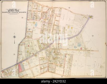 Kartografisch, Karten. 1908 - 1912. Lionel Pincus und Princess Firyal Map Division Queens, Vol. 2, Doppelseitenplatte Nr. 27; Teil von ward Two Maspeth und Nassau Heights; Karte begrenzt durch Calamus Road (Penny Bridge), Calamus Ave., Grand St., North Hempstead Plank Road, Johnson Ave., Maiden Lane; einschließlich Fulton St., Firth Ave., Juniper Ave., Lincoln Pl., Columbia Ave., Fisk Ave Stockfoto