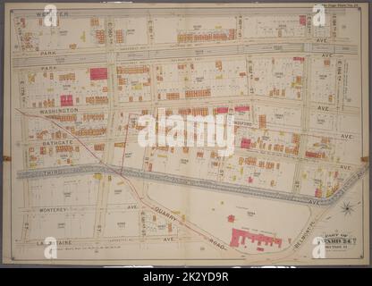 Kartografisch, Karten. 1901. Lionel Pincus und Prinzessin Firyal Map Division. Bronx (New York, N.Y.), Immobilien , New York (Bundesstaat) , New York Doppelseitenteller Nr. 19, Teil von ward 24, Abschnitt 11. Begrenzt durch Webster Avenue, E. 184. Street, Belmont Place, Quarry Road, Lafontaine Avenue und E. 179. Street. Stockfoto