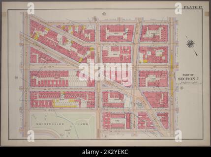 Kartografisch, Karten. 1914. Lionel Pincus und Prinzessin Firyal Map Division. Manhattan (New York, N.Y.), Immobilien , New York (Bundesstaat) , New York Plate 17, Teil von Abschnitt 7: Begrenzt durch W. 127. Street, Eighth Avenue, W. 12. Street, Morningside Avenue, (Morningside Park) W. 123. Street und Amsterdam Avenue Stockfoto