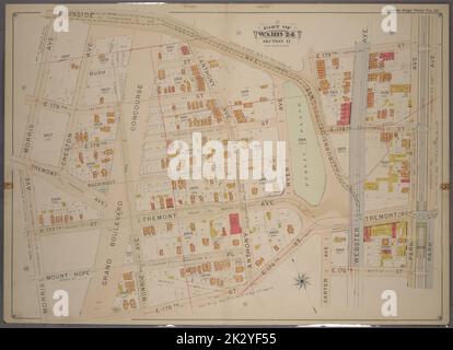 Kartografisch, Karten. 1901. Lionel Pincus und Prinzessin Firyal Map Division. Bronx (New York, N.Y.), Immobilien , New York (Bundesstaat) , New York Doppelseitenteller Nr. 18, Teil von ward 24, Abschnitt 11. Begrenzt durch Burnside Avenue, E. 179. Street, Park Avenue, E. 176. Street, Carter Avenue, E. 176. Street und Morris Avenue. Stockfoto