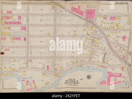 Kartografisch, Karten. 1911. Lionel Pincus und Prinzessin Firyal Map Division. Bronx (New York, N.Y.), New York (N.Y.) Platte 12 Karte begrenzt durch Southern Blvd., Bronx River Stockfoto