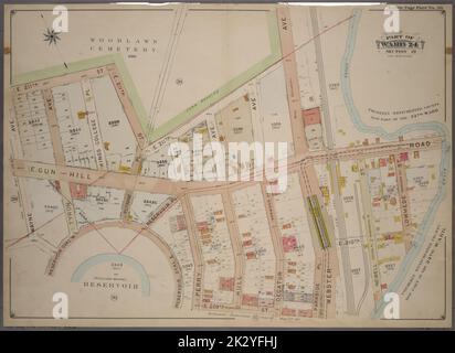 Kartografisch, Karten. 1901. Lionel Pincus und Prinzessin Firyal Map Division. Bronx (New York, N.Y.), Immobilien , New York (Bundesstaat) , New York Doppelseitenteller Nr. 38, Teil von ward 24, Abschnitt 12. Begrenzt durch E. 211. Street (Woodlawn Cemetery), Webster Avenue, E. 209. Street, Reservoir Oval West und Wayne Avenue. Stockfoto