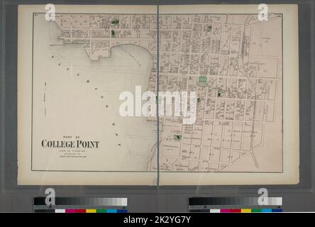 Kartografisch, Karten. 1873. Lionel Pincus und Prinzessin Firyal Map Division. Long Island (New York) , Beschreibung und Reise Teil des College Point. Stadt Flushing, Queens Co Stockfoto