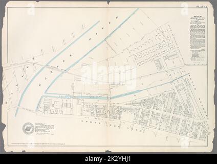 Kartografisch, Karten. 1888 - 1897. Lionel Pincus und Princess Firyal Map Division. Bronx (New York, New York) Tafel 1: Karte Nr. 441 begrenzt durch Fourth Avenue, 138. Street, ... (Harlem River) Line of Water Grant, Bulkhead & Pier Line, Grove Street, Cottage Street, Old Boston Post Road oder Morris Avenue. Stockfoto