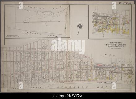 Kartographie, Karten, Katasterkarten. 1909. Lionel Pincus und Prinzessin Firyal Map Division. Queens (New York, N.Y.), New York (N.Y.), Immobilien Platte 47: Begrenzt durch (Jamaica Bay) Bayside Drive, Bay Avenue, Center Street, Boulevard, Eastern Avenue, (Atlantik) Triton Avenue, Pelham Avenue, Washington Avenue und Park Avenue. Teil des Borough of Queens, Far Rockaway, ward 5. Stockfoto