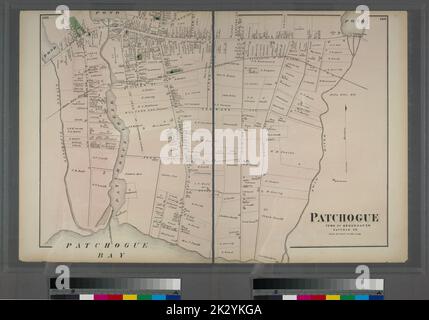 Kartografisch, Karten. 1873. Lionel Pincus und Prinzessin Firyal Map Division. Long Island (New York) , Beschreibung und Reise Patchogue, Town of Brookhaven, Suffolk Co. Stockfoto