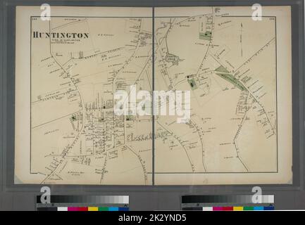 Kartografisch, Karten. 1873. Lionel Pincus und Prinzessin Firyal Map Division. Long Island (New York) , Beschreibung und Reise Huntington, Town of Huntington, Suffolk Co. Stockfoto
