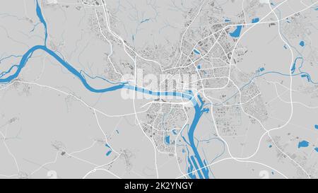 Donau Flusskarte, Bratislava Stadt, Slowakei. Wasserlauf, Wasserfluss, blau auf grauem Hintergrund Straßenkarte. Detaillierte Silhouette Vektordarstellung Stock Vektor