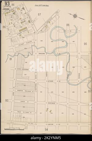 Kartografisch, Karten. 1884 - 1936. Lionel Pincus und Princess Firyal Map Division. Feuerversicherung , New York (Staat), Immobilien , New York (Staat), Städte & Orte , New York (Staat) Queens V. 10, Plate No. 93 Karte begrenzt durch Martense, Xenia, Scudder, Junction Ave., Lewis Ave Stockfoto