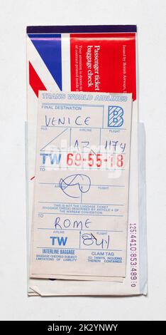 Old British Airways Flugticket Stockfoto