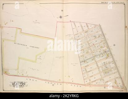 Kartografisch, Karten. 1908 - 1912. Lionel Pincus und Princess Firyal Map Division Queens, Vol. 2, Doppelseitenplatte Nr. 14; Teil von ward Two Newtown; Karte begrenzt durch Hunter Pl., Charlotte Ave., Newtown Pl.; einschließlich Jackson Ave., Bowery Bay Road, Astoria und Flushing Turnpike Stockfoto