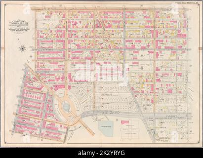 Kartografisch, Karten. 1898. Lionel Pincus und Prinzessin Firyal Map Division. Brooklyn (New York, N.Y.), Immobilien , New York (Staat) , New York Doppelseitenteller Nr. 15: Begrenzt durch Atlantic Avenue, Franklin Avenue, President Street, Washington Avenue, Eastern Parkway, Prospect Park West, Carroll Street, Seventh Avenue, Flatbush Avenue und Carleton Avenue. Teil der Stationen 9, 22. Land Map Sektion, No. 4 , Volume 1, Brooklyn Borough, New York City. Stockfoto