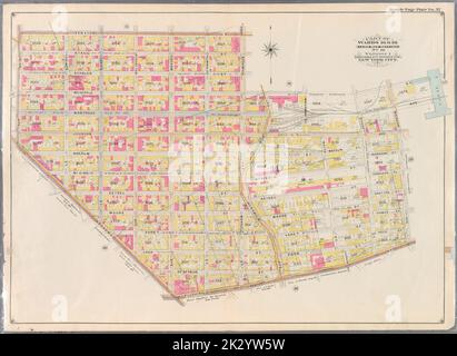 Kartografisch, Karten. 1898. Lionel Pincus und Prinzessin Firyal Map Division. Brooklyn (New York, N.Y.), Immobilien , New York (Bundesstaat) , New York Doppelseitenteller Nr. 37: Begrenzt durch Ten Eyck Street, Bushwick Avenue, Meserole Street, Morgan Avenue, Flushing Avenue, Broadway und Union Avenue. Teil der Stationen 16 und 18. Land Map Abschnitt, Nr. 10, Band 1, Brooklyn Borough, New York City. Stockfoto