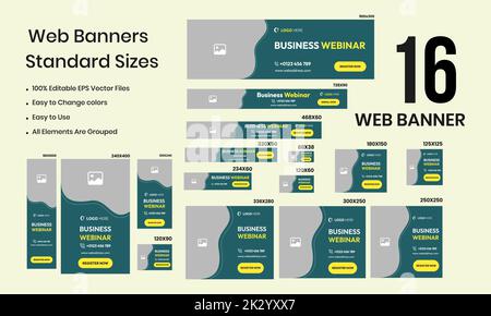 Webinar Abstract Banner Design Web Template Set, horizontaler Header Web Banner. Modern Gradient Blue Cover Header Hintergrund für Website-Design, sozial Stock Vektor