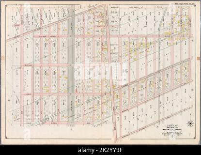 Kartografisch, Karten. 1898. Lionel Pincus und Prinzessin Firyal Map Division. Brooklyn (New York, N.Y.), Immobilien , New York (Bundesstaat) , New York Doppelseitenteller Nr. 10: Begrenzt durch Albemarle Road (Avenue A), East 19. Street, Ditmas Avenue (Avenue E), Coney Island Avenue, Ditmas Avenue und West Street. Teil von Station 29. Landkarte Abschnitt, Nr. 16. Band 2, Brooklyn Borough, New York City. Stockfoto