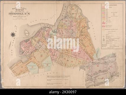 Kartografisch, Karten. 1886. Lionel Pincus und Prinzessin Firyal Map Division. Brooklyn (New York, N.Y.), Immobilien , New York (Bundesstaat) , New York Übersichtskarte der Stadt Brooklyn, Kings County, N.Y. Stockfoto