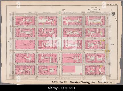 Kartografisch, Karten. 1916. Lionel Pincus und Prinzessin Firyal Map Division. Atlanten, Manhattan (New York, N.Y.), Immobilien , New York (Bundesstaat) , New York Platte 61: Begrenzt durch E. 37. Street, Third Avenue, E. 32. Street und Fifth Avenue Teil von Abschnitt 3 Stockfoto