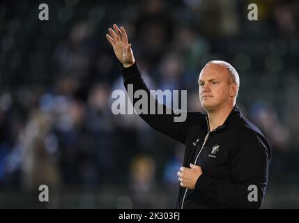 Bath, Großbritannien. 23. September 2022. 23.. Septemberl 2022, The Recreation Ground, Bath, Somerset, England; Gallagher Premiership Rugby, Bath versus Wesps; Lee Blackett Head Coach of Wesps Credit: Action Plus Sports Images/Alamy Live News Stockfoto